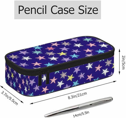 Colorful Stars Pencil Case Woven Stars Purple Blue Red Pencil Bag Pouch Box - Image 2