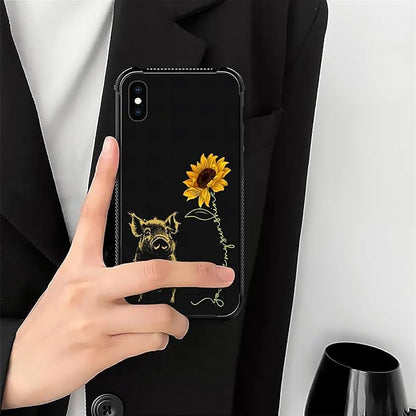 for iPhone X/Xs Case, Pig Sunflower Yellow Sunshine Pattern Made of Soft - Image 7