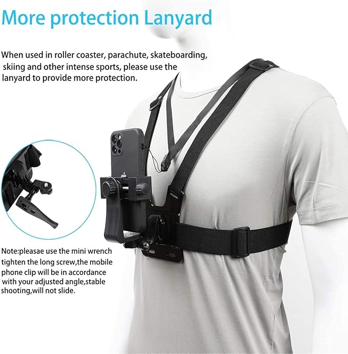 PellKing Mobile Phone Chest Mount Harness Strap Holder Cell Phone Clip Action - Image 5
