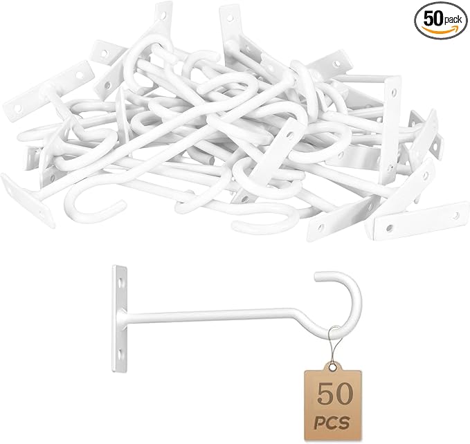 50Pack 6inch Hanging Plant Hooks Bracket Metal Wall Hook, Anti-Rust Indoor by QTJUST