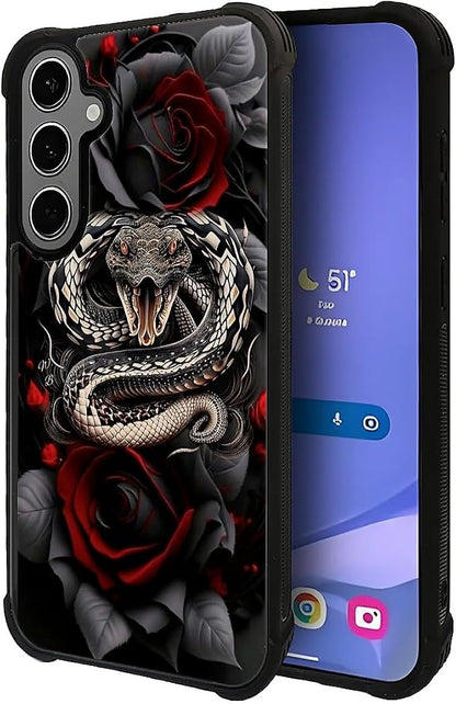 for Samsung Galaxy S24 S25 Plus Case, Entwined Rose Snake Pattern Graphic - Image 3
