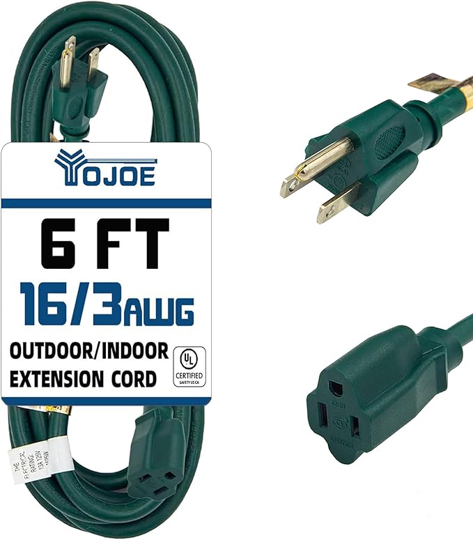 YOJOE Indoor Outdoor Extension Cord, 3 Prong 13A Weatherproof Power Cord by YOJOE