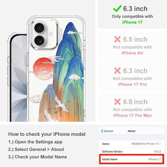 MOSNOVO for iPhone 17 Case, Shockproof Military-Grade Protection 6.6ft Drop - Image 2