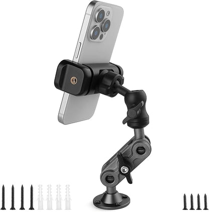 Wall Mount Phone Holder Drilling Base Heavy Duty iPhone Stand, 360° Adjustable by Mippko