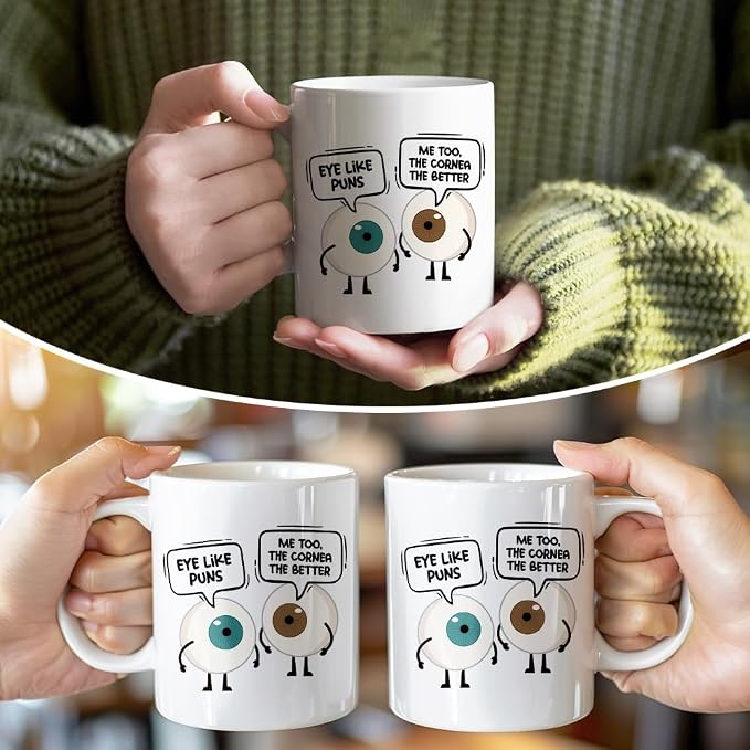 RZHV Eye Like Puns Me To The Cornea The Better 11 Oz Novelty Mug, Funny Coffee - Image 5