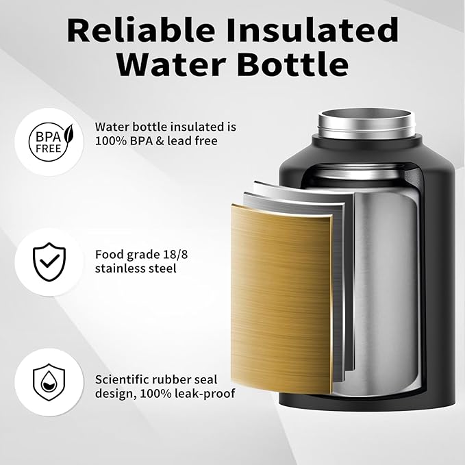 WATERSY Half Gallon Water Bottle Insulated, BPA Free&Leak Proof, 64oz Stainless - Image 3