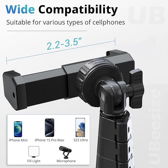 UBeesize 67" Phone Tripod & Selfie Stick, Camera Tripods Stand - Image 3