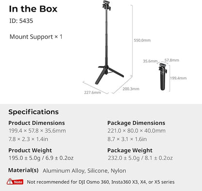 SmallRig Action Camera Selfie Stick Tripod, 7.8-21.6in Extendable, 360° Ball - Image 9