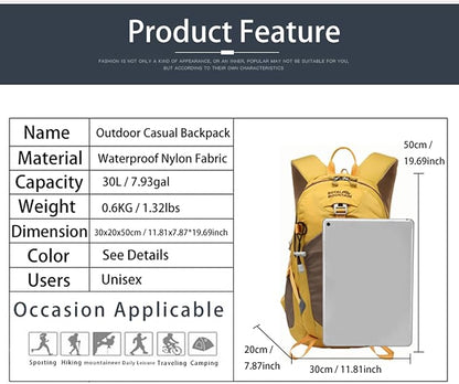Hiking Backpack 30L Foldable Travel Daypack - Image 2