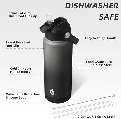 BJPKPK Water Bottle with Straw Lid, 24oz Vacuum Insulated Water Bottles - Image 3