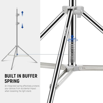 NEEWER Upgraded 75"/190cm Light Stand Stainless Steel Spring Loaded, Foldable - Image 2