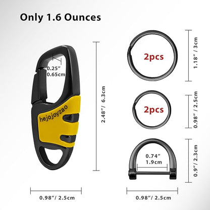 Keychain with Carabiner Clip, 4 Heavy Duty Key Rings and D Ring - Image 5