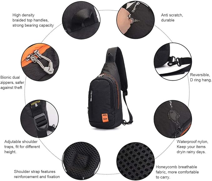 Peicees Small Sling Backpack Waterproof Unisex Shoulder Bag Chest Crossbody - Image 3