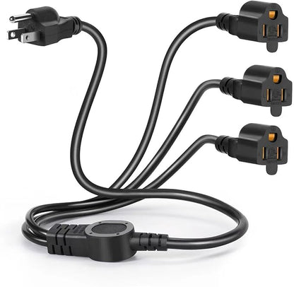 3.3FT 3 Prong 1 to 3 Extension Cord Splitter, Indoor Outdoor Power Cable by Cable+Nahao