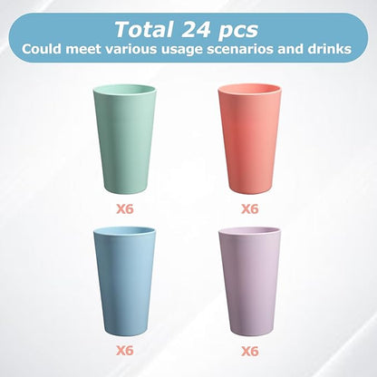 24 Pcs Unbreakable Plastic Cups Set, 20 oz Reusable Plastic Cups, Stackable - Image 3