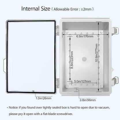 LeMotech Electrical Box, IP67 Waterproof Hinged Clear Cover Stainless Steel - Image 5