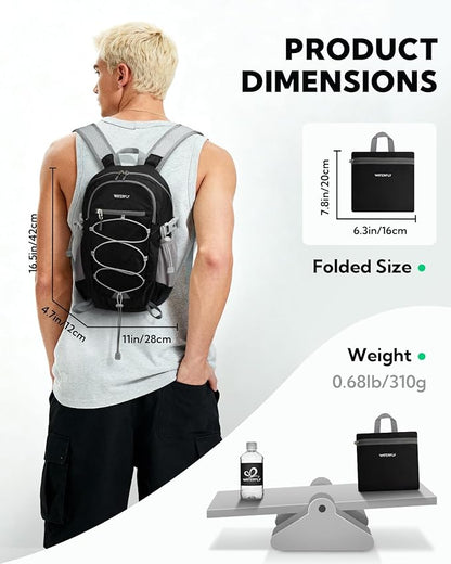 WATERFLY Small Lightweight Packable Backpack: 15L Mini Ultra Light Foldable - Image 2
