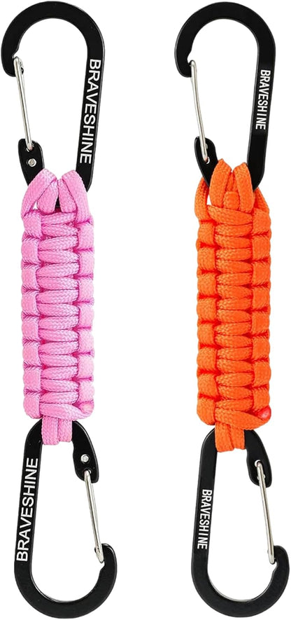 BRAVESHINE Paracord Keychain Carabiner Clip, D Ring Lanyard Hanger Stroller Hook by BRAVESHINE