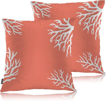 Swono Ocean Coral Farmhouse Throw Pillow Covers, Tropical Sea Coral Reef Nature by Swono