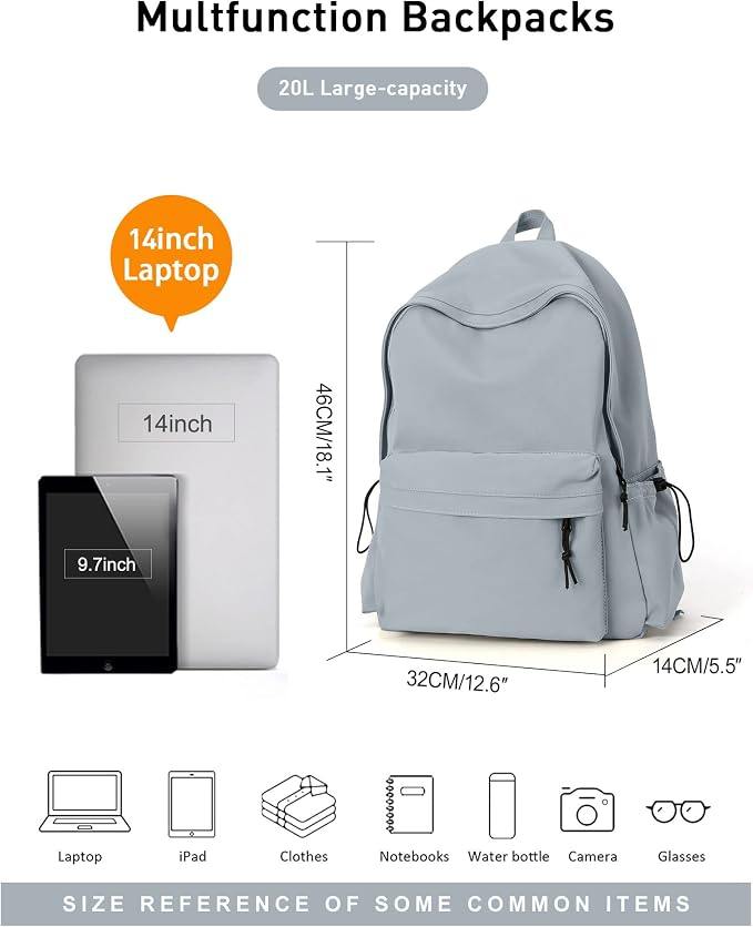 BJLFS Blue Simple School Backpack - Image 5
