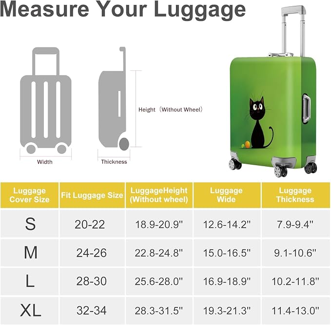 ANNA QUEEN Cute Black Cat Luggage Cover, Minimal Cartoon Suitcase Cover - Image 4