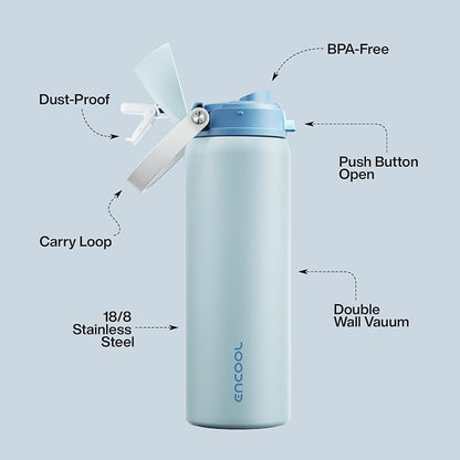 Insulated Water Bottle with Straw - Image 4