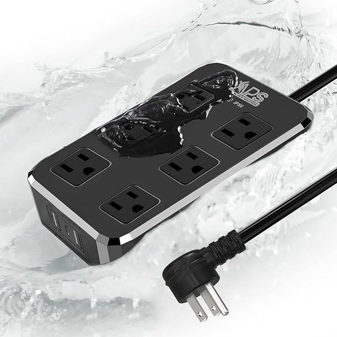 IPX6 Outdoor Power Strip Weatherproof, Waterproof Surge Protector by QIYUANAmphibiousPowerSystem