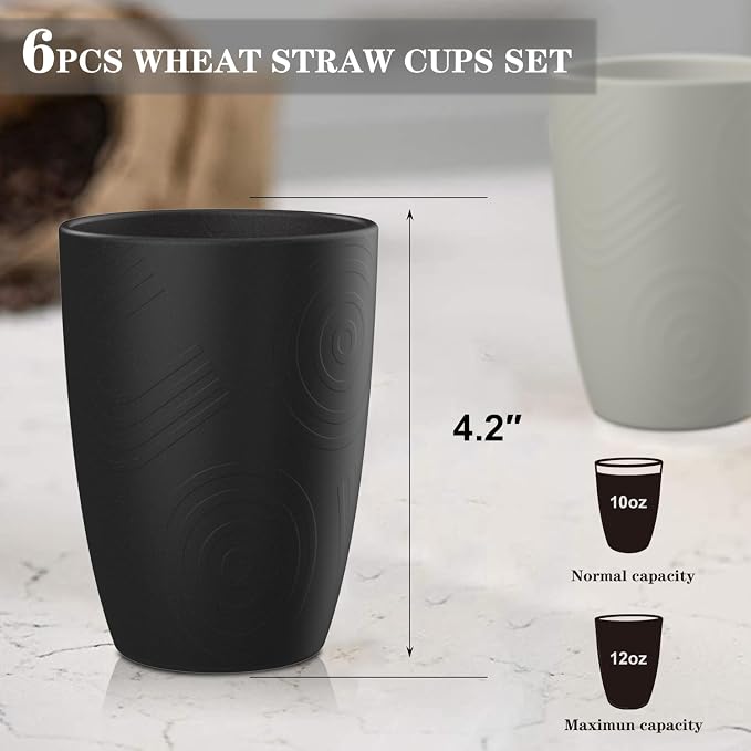 Homienly Glasses Drinking Set 12 OZ Wheat Straw cups- Reusable Drinking Vessel - Image 3