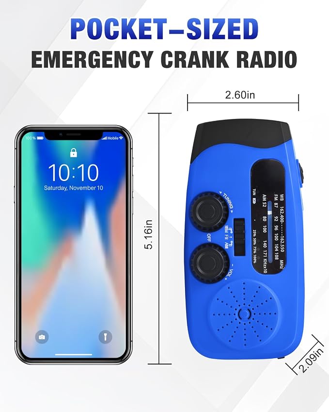 Emergency Hand Crank Radio Emgykit - 2000mAh/7400mWh AM/FM/NOAA Solar Hand - Image 7