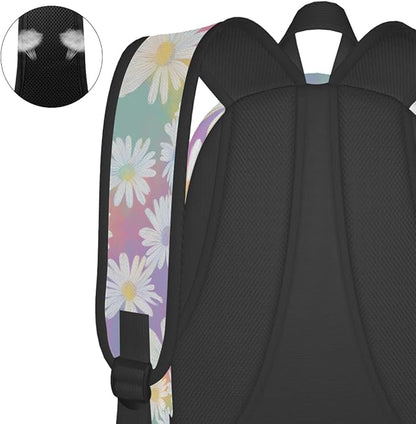 cfpolar 17 Inch Backpack Cute Daisy Flower Laptop Bag Shoulder Bag School - Image 7