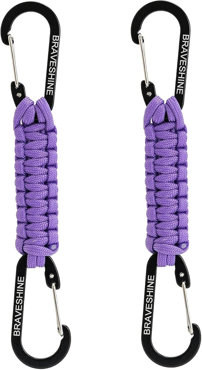 BRAVESHINE Paracord Keychain Carabiner Clip, D Ring Lanyard Hanger Stroller Hook by BRAVESHINE