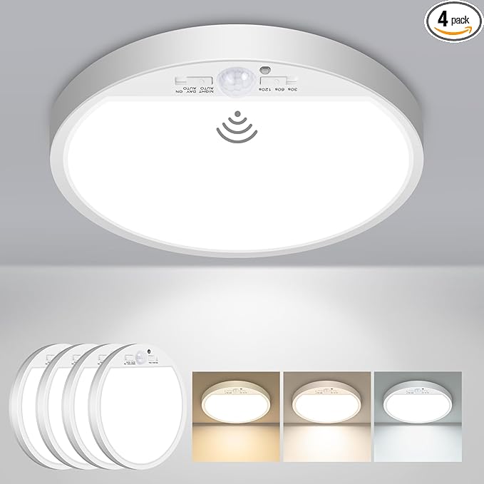 slochi 4Pack Motion Sensor Light Indoor Wired PIR, 3000K/4000K/6500K Closet by CeilingLights