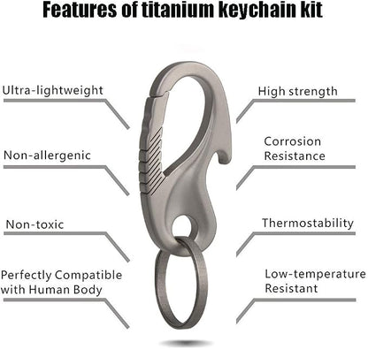 TISUR Titanium Carabiner Keychain Clip, Anti-Lost Key Ring Holder, Self-Locking - Image 4
