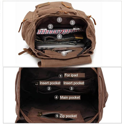 AUGUR High Capacity Canvas Vintage Backpack - Image 3