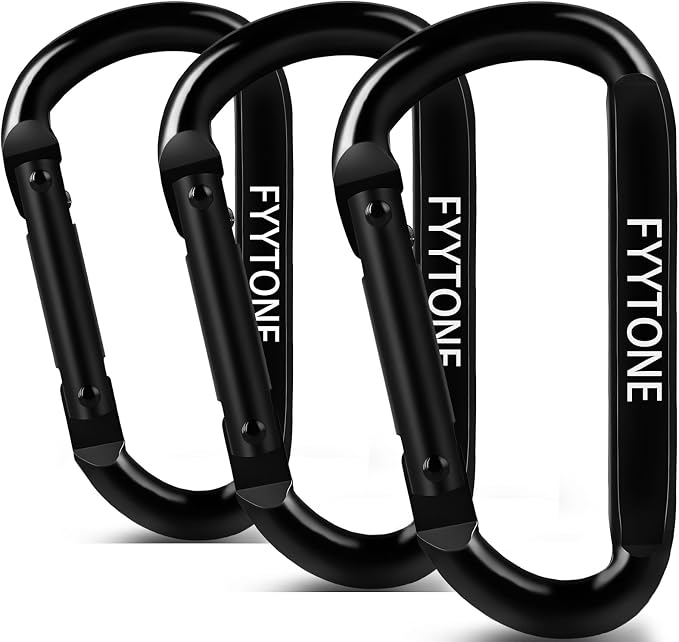 Black Steel Heavy Duty Carabiner Clip, 880 lbs 3" Carabiners D Ring Spring Snap by FYYTONE
