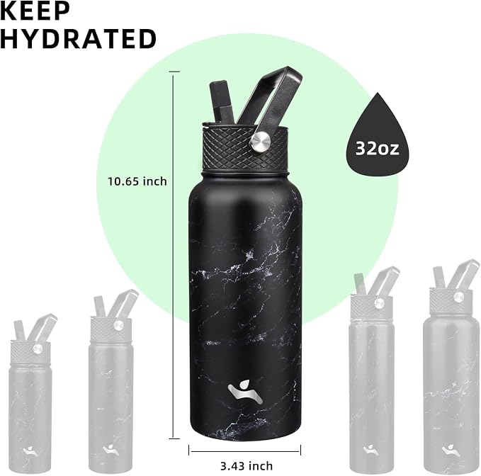 Konokyo 32 oz Insulated Water Bottle Stainless Steel Sport Bottles - Image 5