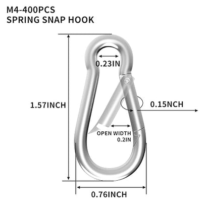 Carabiner, Heavy Duty Galvanized Steel Spring Snap Hook Carabiner Clips - Image 2