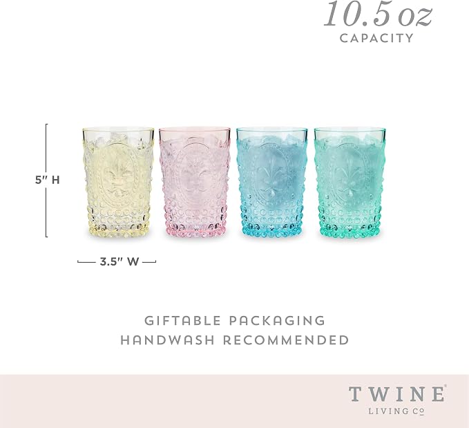 Twine Embossed Acrylic Colorful Drinking Glasses, Durable Shatterproof Tumblers - Image 3