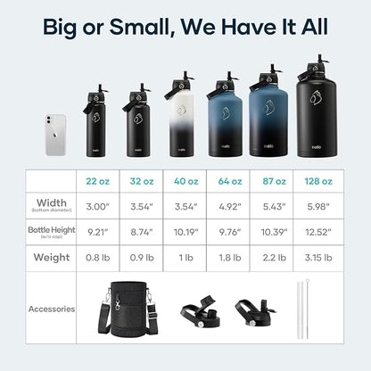 BUZIO 64oz Water Bottle, Triple Wall Insulated Stainless Steel Leakproof Half - Image 7