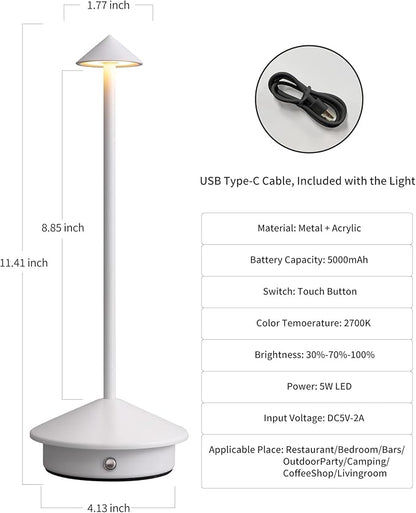 Modern Cordless Table Lamp Set of 2, Portable LED Desk Lamps, 5000mAh - Image 5