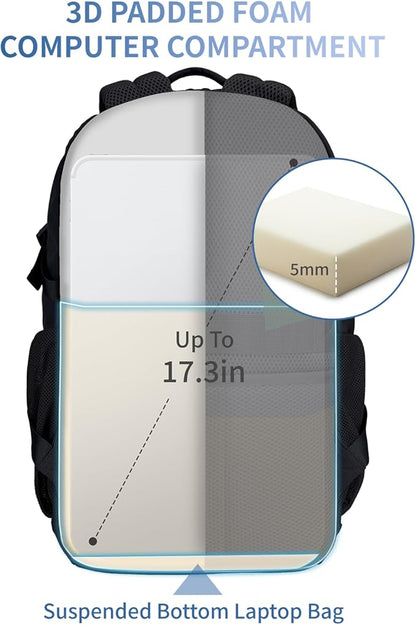 ECOHUB Travel Backpack for Men Women, 17.3 inch Suspended Laptop Backpack - Image 4