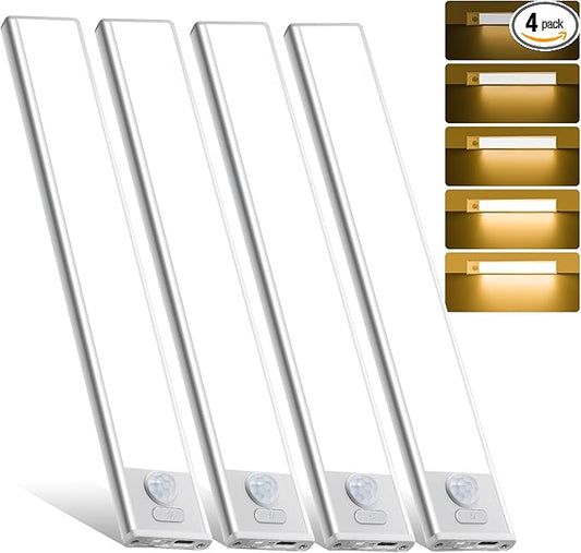 10inch Under Cabinet Lighting, 4 Pack Rechargeable Motion Sensor Light Indoor by AVEVA