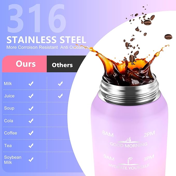 SLUXKE 24oz Insulated Water Bottle 18/10 Stainless Steel - Image 3
