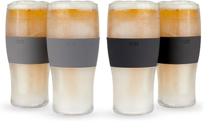HOST Freeze Beer Glasses, 16 ounce Freezer Gel Chiller Double Wall Plastic by HOST