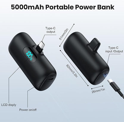 Mini Portable Charger USB C Power Bank, Upgraded 5000mAh PD Fast Charging - Image 5