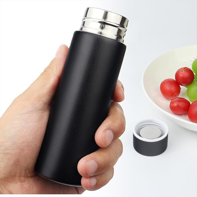 Cute Small Water Bottle, 4.4 Fl. Oz, Mini Slim Flask by Dxobay