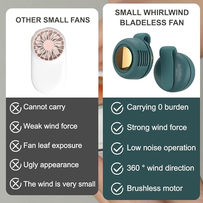 Portable Silent Mini Bladeless Fan Clip On, Small Clip Fan, Adjustable 3 Speeds - Image 6