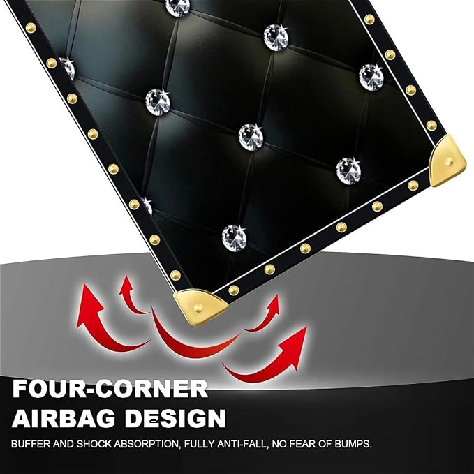 Compatible with iPhone 15 Pro Case, Shiny Black Sofa Crystal Luxury Golden - Image 6