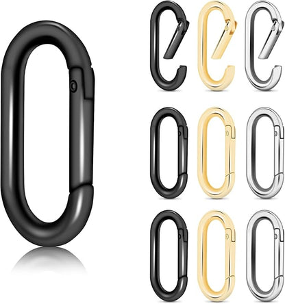 12Pack Large Oval Keyring, Metal Carabiner Spring Snap Hooks Clip by CooBigo