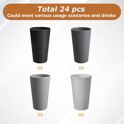 24 Pcs Unbreakable Plastic Cups Set, 20 oz Reusable Plastic Cups, Stackable - Image 3
